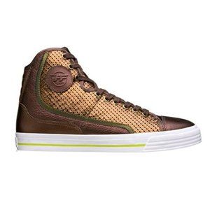New NWT Metallic Bronze Copper Sequined High Hi Top Glide PF Flyers Men's 9.5